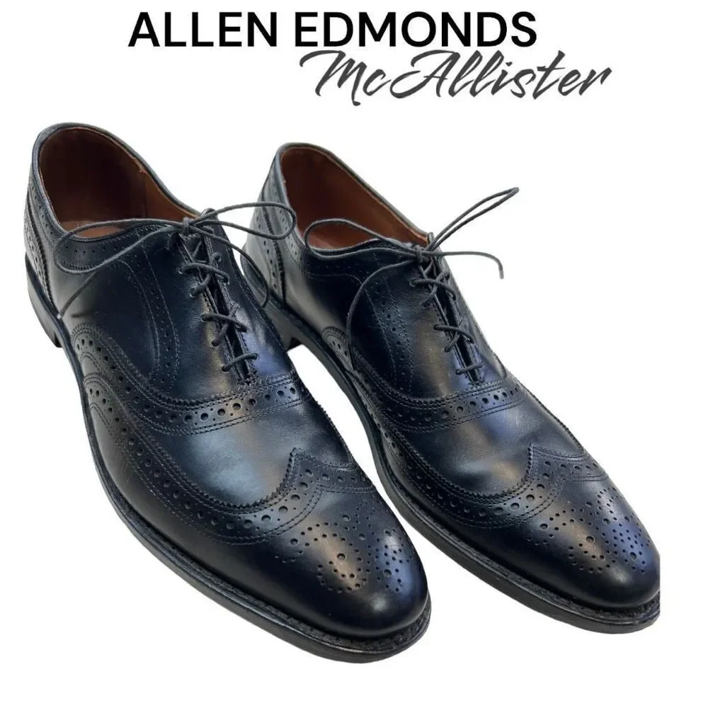 Allen Edmonds Mc Allister Mens Leather Wingtip Oxfords Dress Shoes Black Size 14